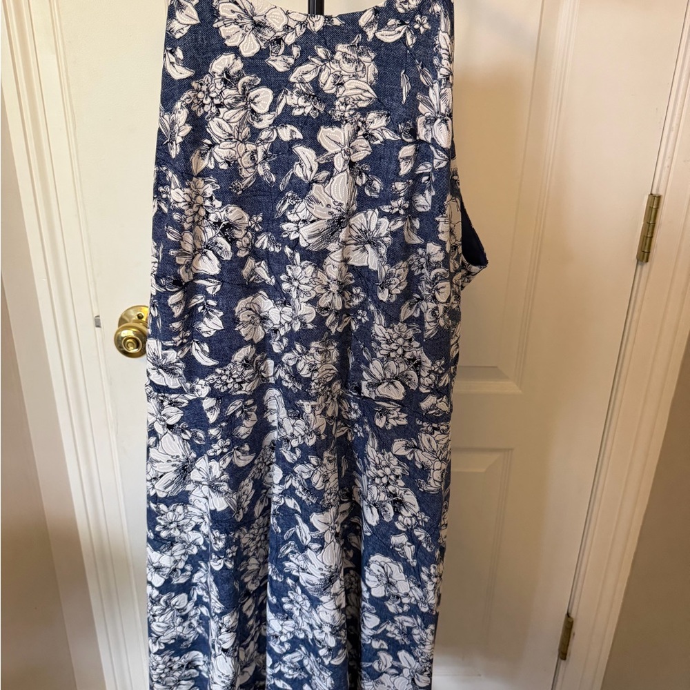 Blue Floral Sleeveless dress